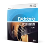 Daddario  EJ11 80/20 Bronze Acoustic Guitar Strings, Light, 12-53