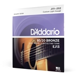 Daddario  EJ13 80/20 Bronze Acoustic Guitar Strings, Custom Light, 11-52
