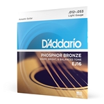 Daddario  EJ16 Phosphor Bronze Acoustic Guitar Strings, Light, 12-53