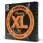 Daddario ECG23-3D ECG23 Chromes Flat Wound Electric Guitar Strings, Extra Light, 10-48, 3 Sets