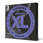 Daddario  ECG24-3D Chromes Flat Wound Electric Guitar Strings, Jazz Light, 11-50, 3 Sets
