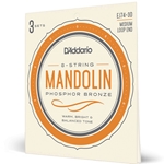 Daddario  EJ74-3D Mandolin Strings, Phosphor Bronze, Medium, 11-40, 3 Sets