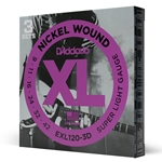 Daddario  EXL120-3D Nickel Wound Electric Guitar Strings, Super Light, 09-42, 3 Sets