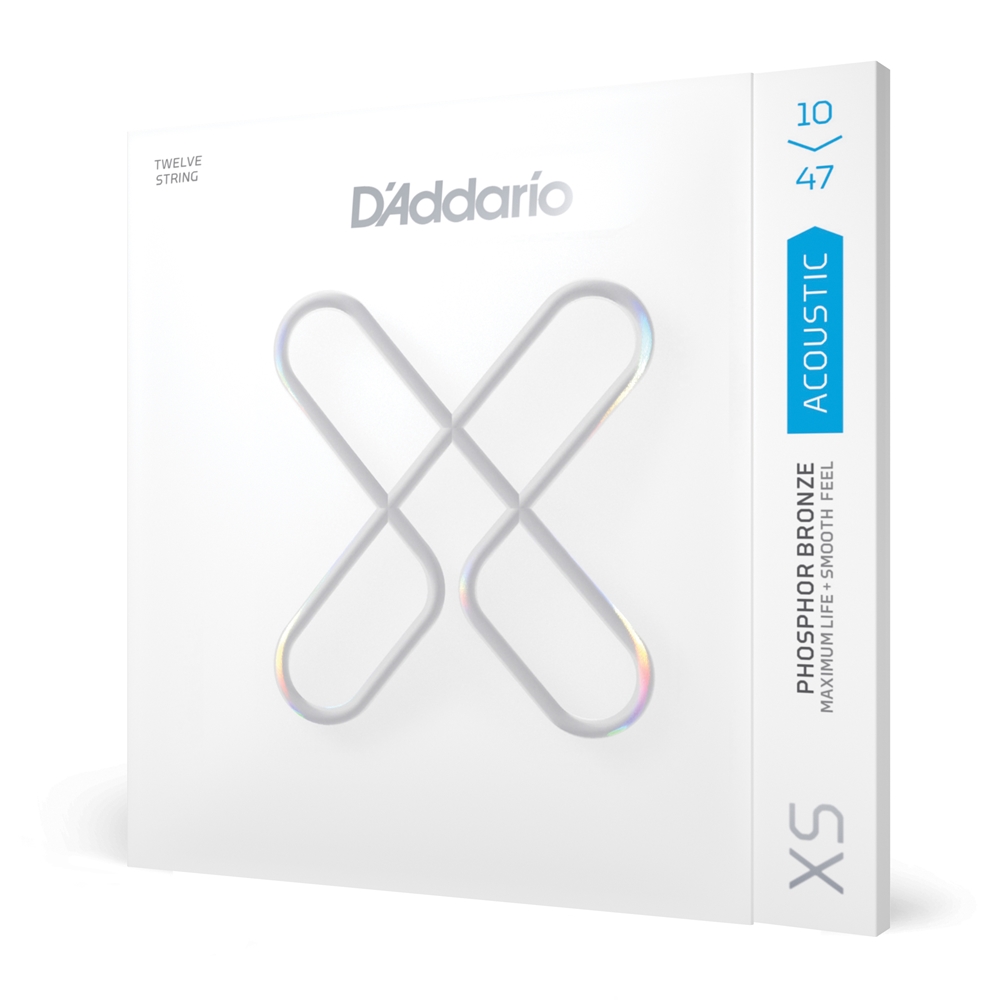 Daddario XSAPB1047-12 10-47 Light, XS Phosphor Bronze Coated 12-String Acoustic Guitar Strings