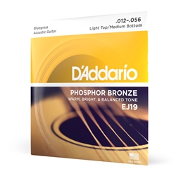 Daddario  EJ19 Phosphor Bronze Acoustic Guitar Strings, Bluegrass, 12-56