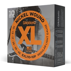 Daddario  EXL110-10P Nickel Wound Electric Guitar Strings, Regular Light, 10-46, 10 Sets