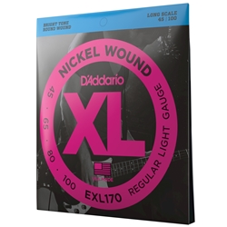 Daddario  EXL170 Nickel Wound Bass Guitar Strings, Light, 45-100, Long Scale